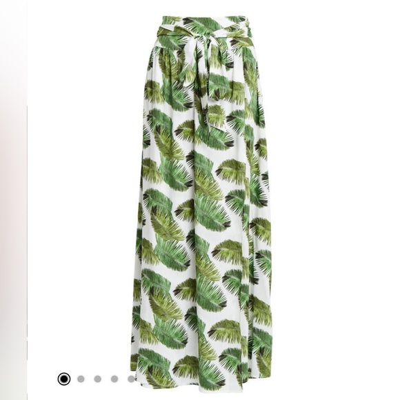 NWT Melissa Odabash Elsa Palm White Crepe Belted Maxi Skirt Size Small - Picture 8 of 12